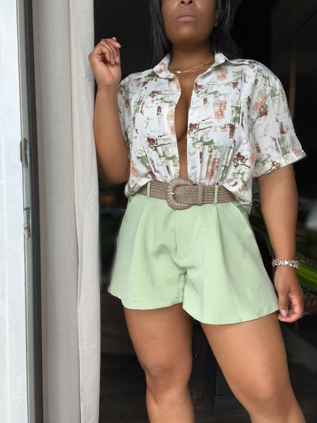 Cassie mint pleated shorts